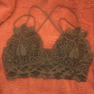 Wishlist Lace Bralette with Strappy Back — Olive Green
